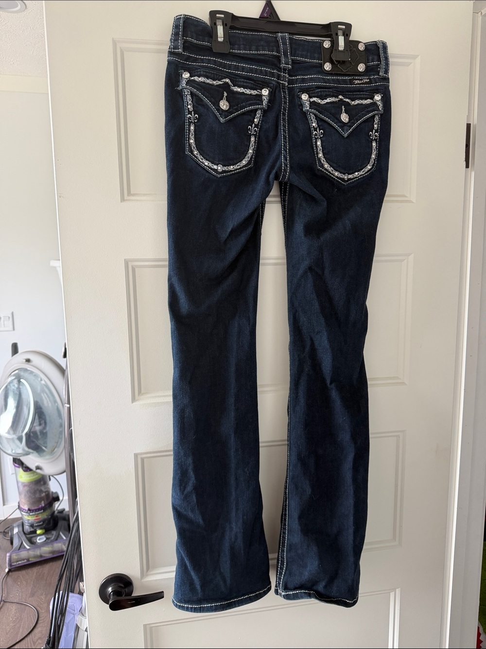 Dark Blue Women's Embellished Pocket Jeans